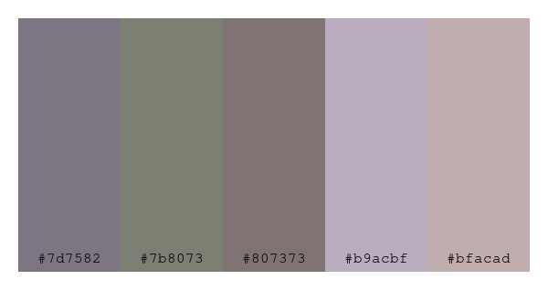 ColPaletteBot's tweet photo. Beep beep, here's a pretty color palette for you!
color-scheme.js parameters used:
- hue: 149
- variation: pale
- colors: #7d7582, #7b8073, #807373, #b9acbf, #bfacad
Have a lovely evening!
#twitterbot #colorpalette #colors #palette #prettycolors https://t.co/y7oyh3pls7