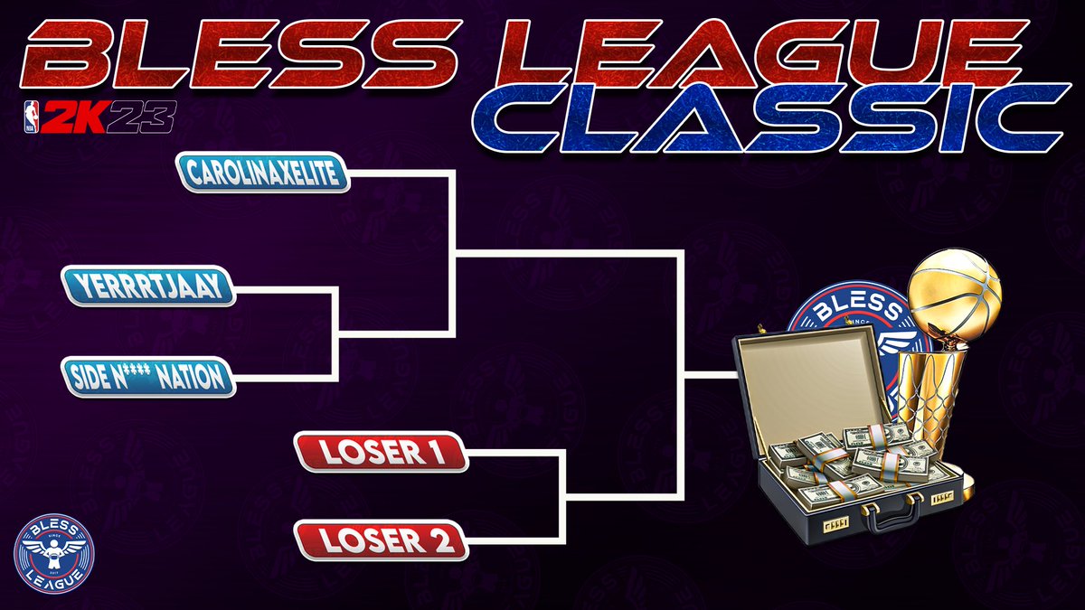 🔴 Bless League NBA 2K Tournament
🔵  3 Teams Double Elimination
⚪️ 8PM EST TONIGHT!

📺Live Broadcast!
twitch.tv/blessleague

▶️Join our discord here: discord.gg/56Tt8vjRep

#BlessLeague #ToxicLeague