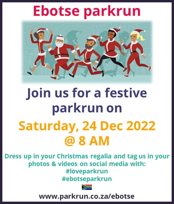 ebotseparkrun's tweet photo. Celebrate Christmas with Ebotse parkrun! 24 Dec 2022 is a normal parkrun event. Don't forget to bring your barcode! If you don't have one, register at https://t.co/XJ6vUck9Ez . There will be no parkrun taking place on Christmas Day - 25 Dec 2022.

#loveparkrun #ebotseparkrun https://t.co/2bd2VgkvOH