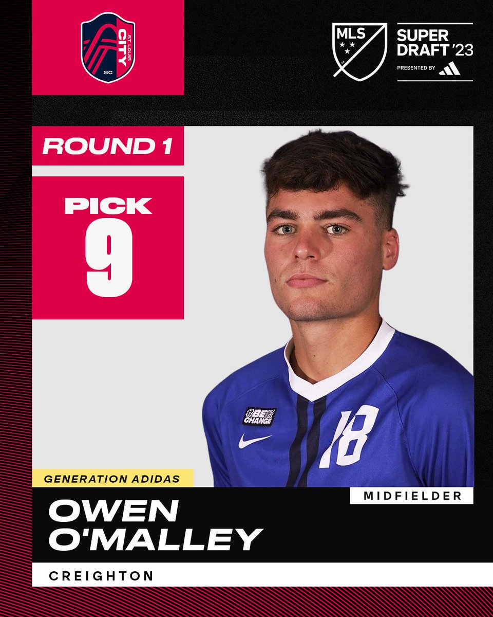 MLS's tweet photo. With the No. 9 overall pick in the 2023 MLS #SuperDraft, @stlCITYsc select midfielder Owen O'Malley. https://t.co/uYgIHAac83