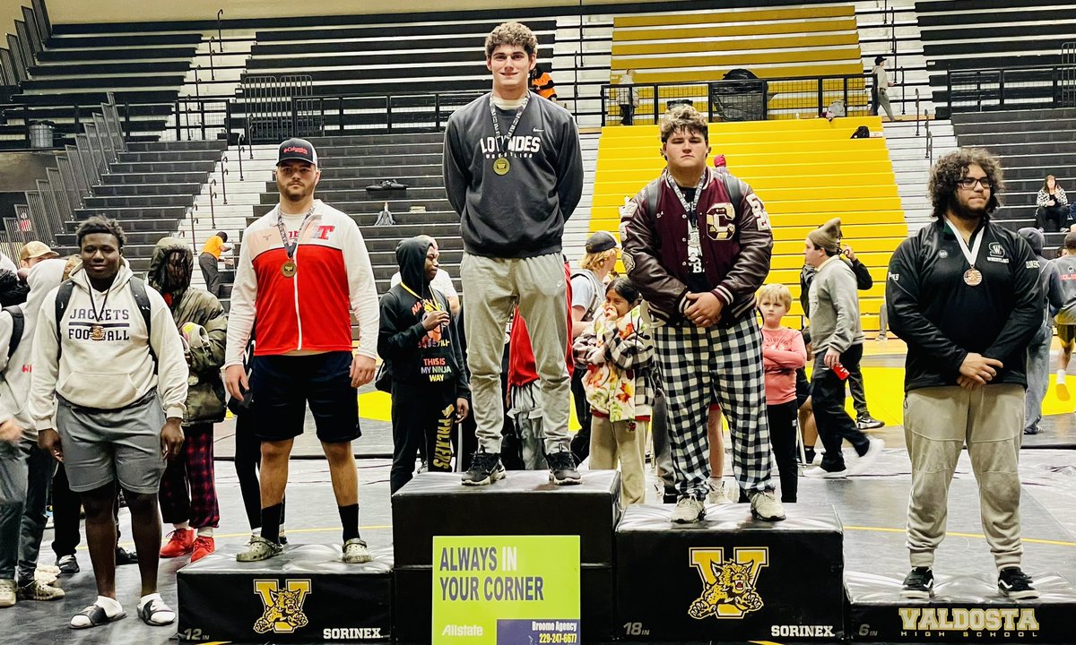 1st Place Heavyweight 285lbs 4-0 with four pins this past weekend. Lowndes Wrestling places 1st out of 16 teams at the Allstate Wildcat Invitational Valdosta High School. <a href="/CarterVikingsFB/">Adam Carter</a> <a href="/LHSvikingsFB/">Lowndes Football</a>