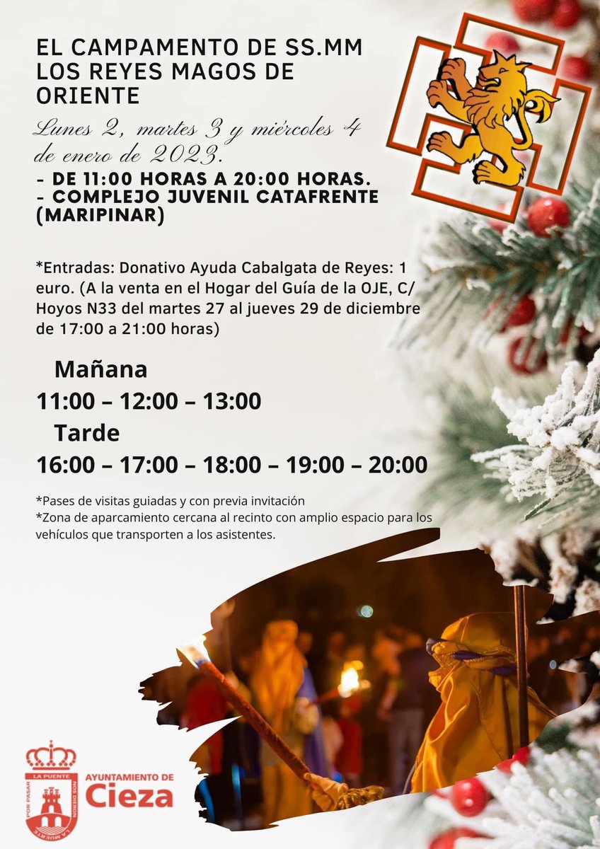 🚨ÚLTIMA HORA OJE Cieza - Hogar del Guía acaba de presentar su 𝐏𝐫𝐨𝐠𝐫𝐚𝐦𝐚𝐜𝐢ó𝐧 𝐍𝐚𝐯𝐢𝐝𝐚𝐝 𝟐𝟎𝟐𝟐/𝟐𝟑🎄🤴🏼🤴🏽🤴🏿

Aquí os traemos resumidamente los diferentes actos navideños 2022/23

Dentro Hilo ⬇️