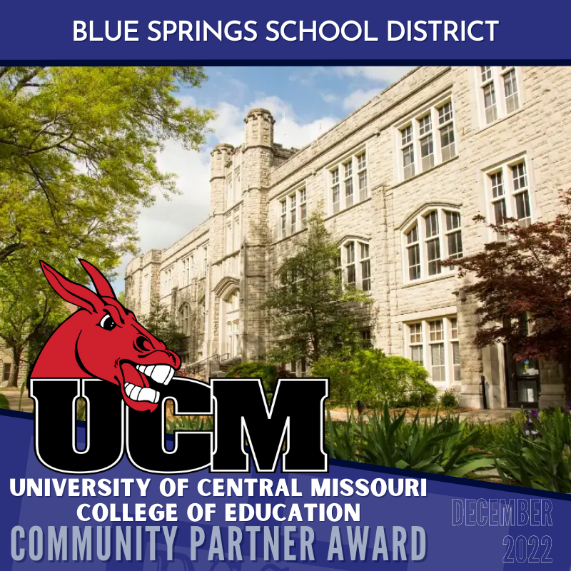 BSSDnews's tweet photo. The December Community Partner Award recipient is @UCentralMO's School of Education. UCM’s partnership brings new educators to the field at BSSD, discounted graduate credits for our staff, outstanding student teachers, and supports our BSSD students with scholarships.
#WeAreBSSD https://t.co/CrcLbdRKUH