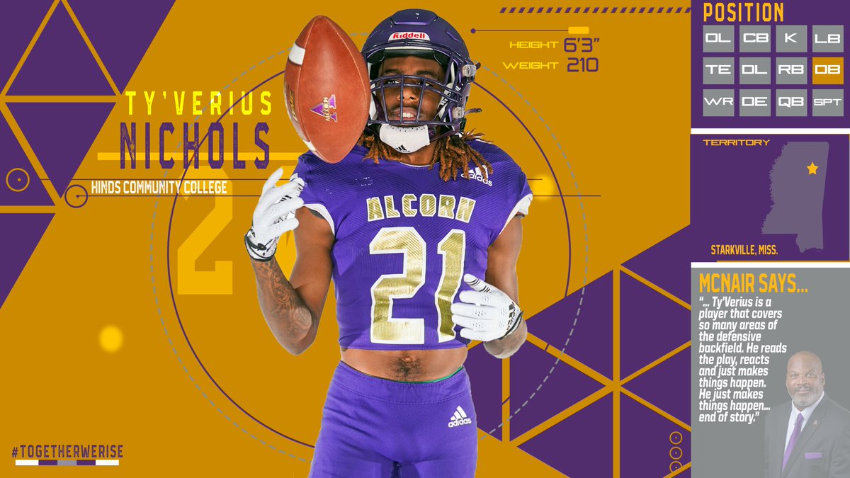 Ty'Verius Nichols is ready to bring that smoke back to Spinks-Casem Stadium in 2023. He's ready to deliver for Coach McNair and <a href="/AlcornStateFB/">Alcorn  Football</a>. As Braves... #TogetherWeRise! 🏈