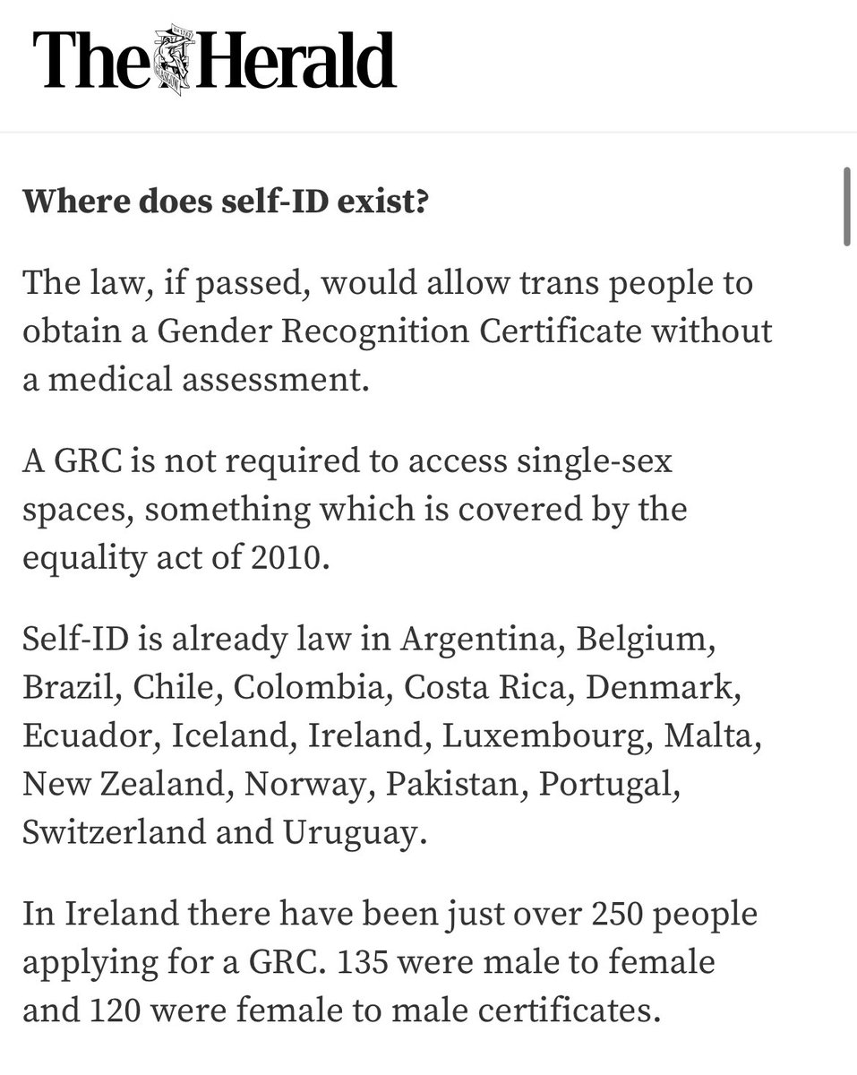 Just leaving this here for all the people who still don’t (or refuse to) understand the fact that a GRC changes absolutely nothing about access to single-sex spaces and women’s rights👇 #GenderRecognitionReformBill #GRRBill #GRRScotland