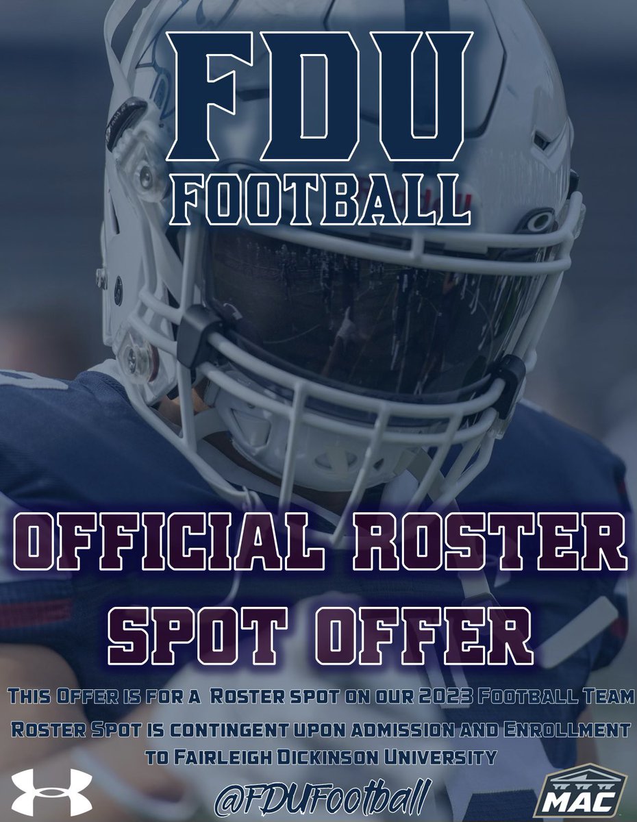 dyaire5's tweet photo. Thankful to recieve my my 6th official offer from @FDUWhatsNew @CoachScottFDU @RollColls #myFDU ❤️💙 https://t.co/sS9JeP7Z3z
