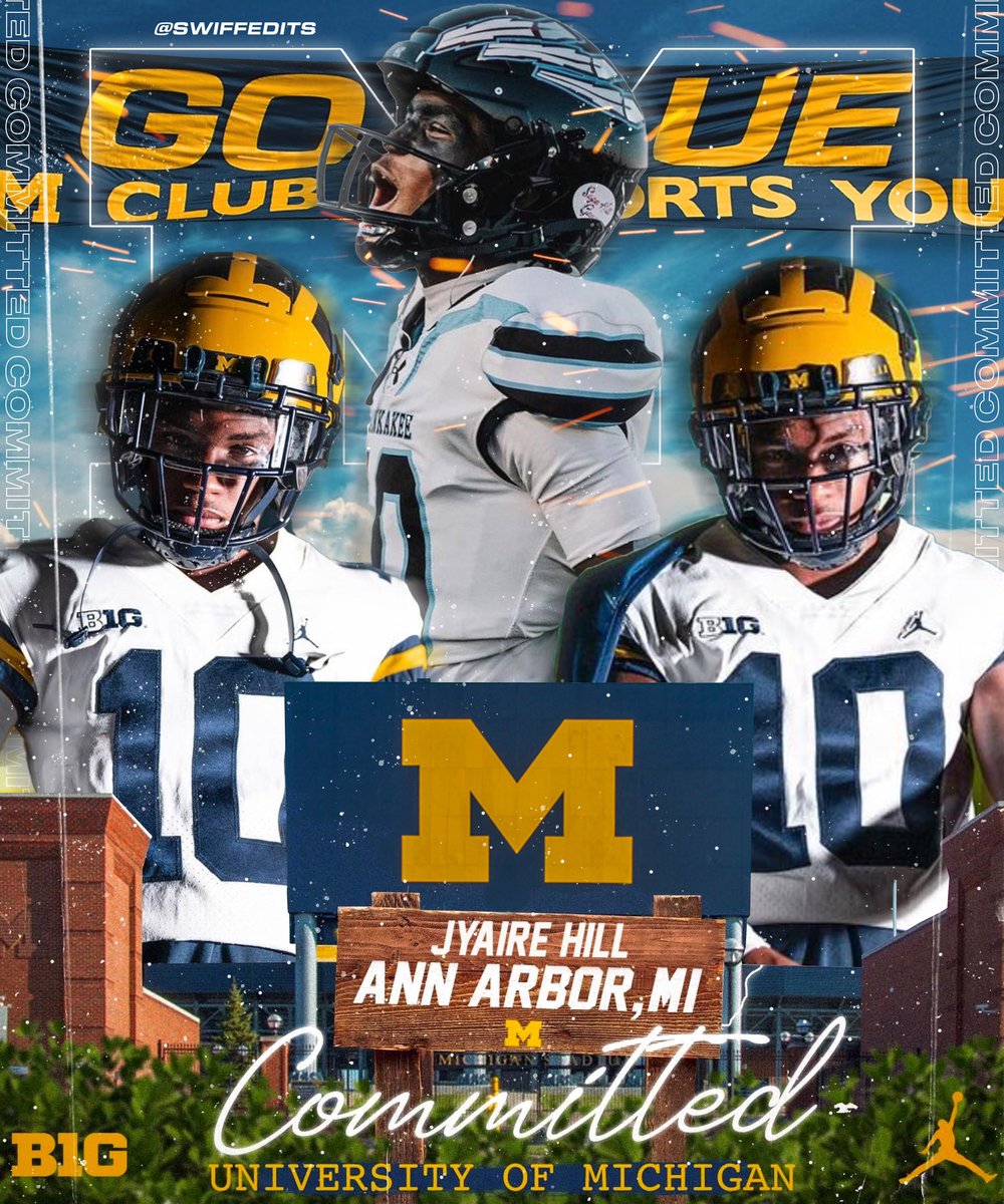 swiffedits's tweet photo. Jyaire Hill (@JyaireSuga) has #committed to @UMichFootball ‼️ #michigan #wolverines #umich https://t.co/SSNXj8KyWn