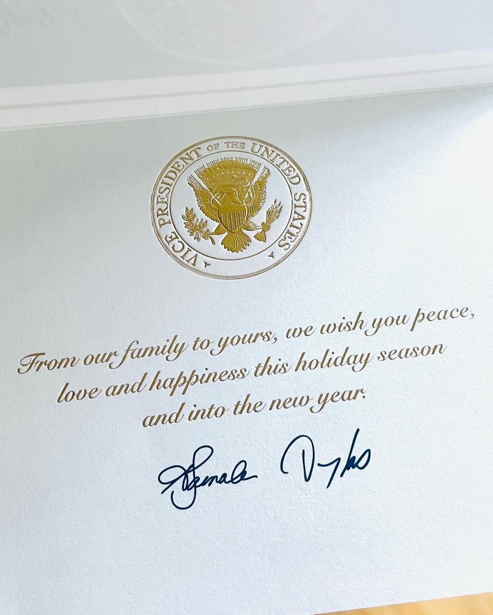 TroyDonte's tweet photo. Received a lovely holiday card from @VP &amp; Doug Emhoff featuring cover artwork by Alex Berko, a student at @DukeEllingtonDC. My alma mater’s creative future has been the talk of the town lately. I believe the 2nd family is showing  unfettered support for the school #SaveDESA #DESA https://t.co/aCg3Dzbbzl