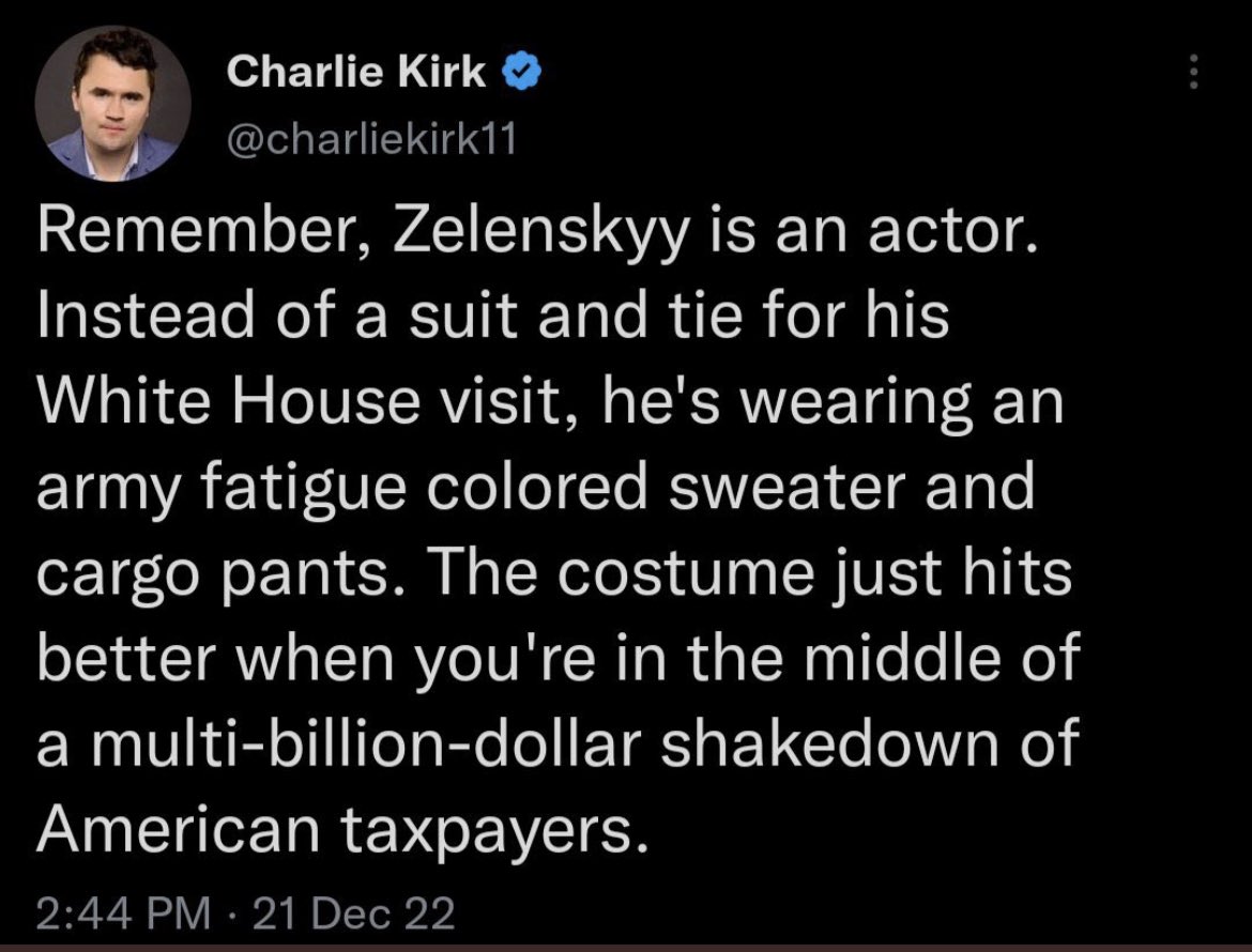 The hostility that the right has for President Zelensky and his people—our ALLIES fighting a brutal unprovoked war/invasion by a murderous war criminal dictator and lifelong ADVERSARY of the United States—exposes them for the traitorous fascist enemies of democracy that they are.