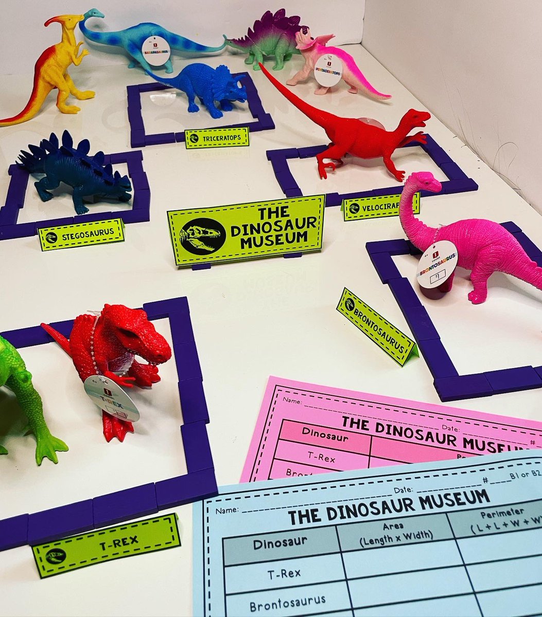 PowellinPrimary's tweet photo. You may be a teacher kid if your mom asks you to design a dinosaur 🦕 museum... then has you find the area and perimeter of each exhibit! 😆 #helovesmath #sbcebobcats #teachertwitter #areaandperimeter @GaDOEMath https://t.co/eo6inoO1gW