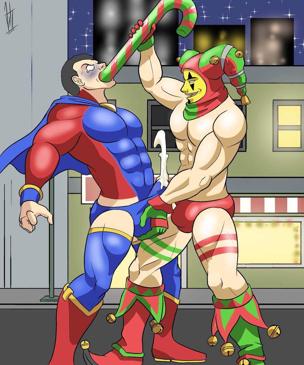 Jobbers4Justice's tweet photo. Wundertwunk's first solo patrol couldn't have been on a worse (or better?) night, stuffed to the hilt with holiday spirit on live TV courtesy of Laffing Stock's giving nature. #oc #lycralunk #gaysuperhero #holidayhazing by @hikaristar_art https://t.co/eTx3Vm12QE