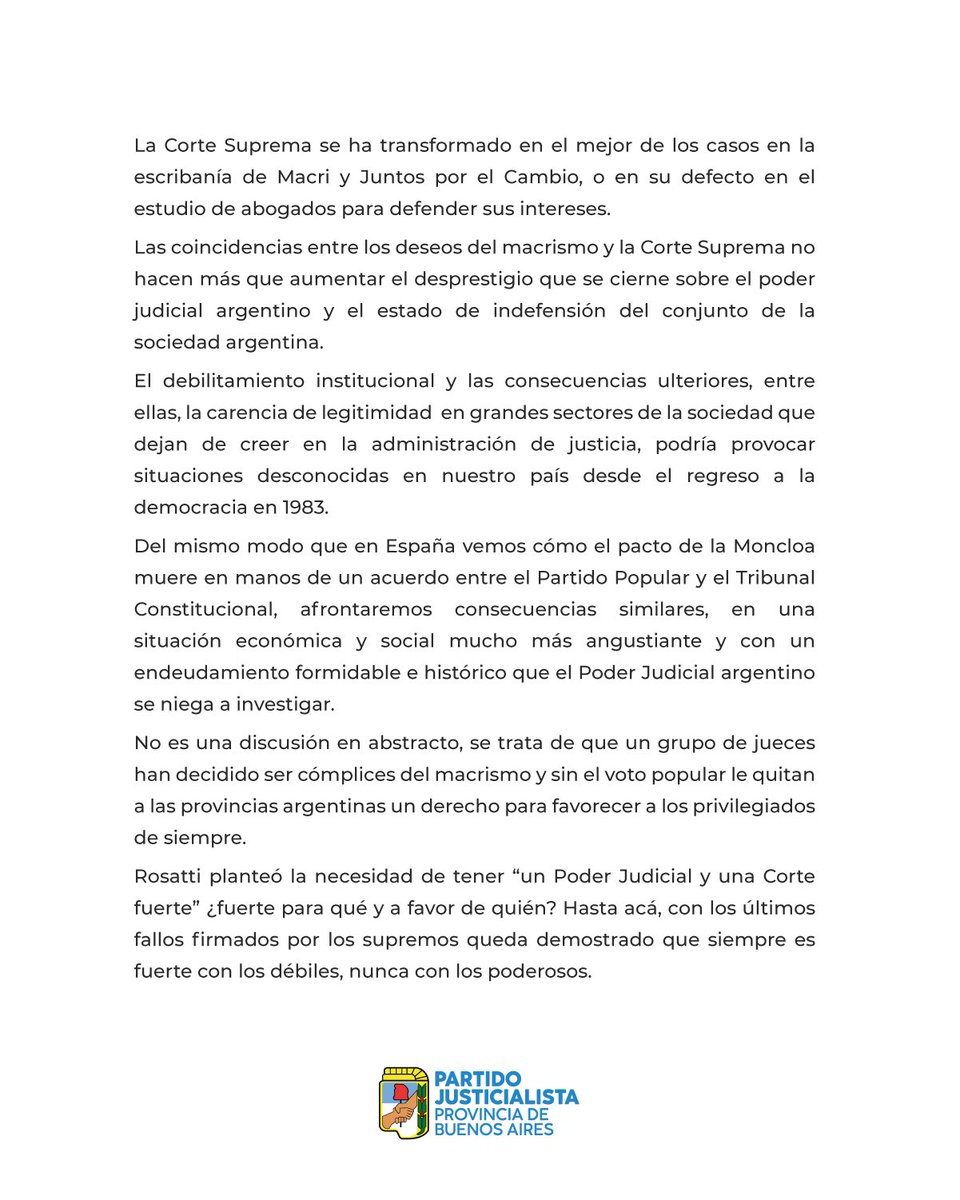 BonaerensePJ's tweet photo. » Comunicado del Partido Justicialista de la PBA. https://t.co/9lRwGCfHhG
