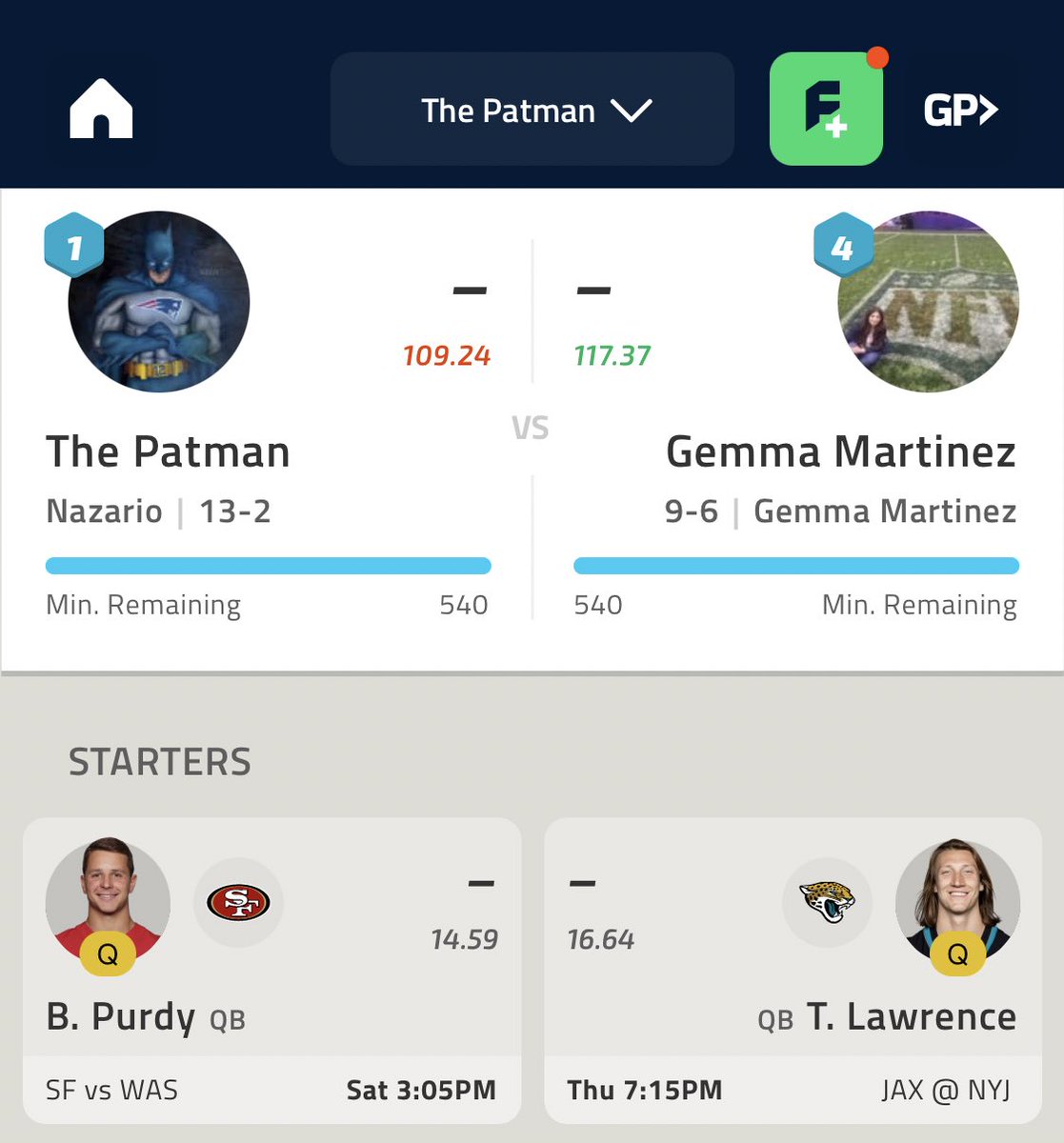 polloassad12's tweet photo. En la liga de Analistas de @NFLFantasyEsp terminé la temporada regular 13-2 y me colé a semifinales. 

Peeero, mi buen Jalen Hurts se lesionó y me dejó muy débil para el enfrentamiento ante @_GemmaMartinez, que fue de las que ya me pudo vencer.

Manden su buena vibra para ganar. https://t.co/Taw89xwDpg