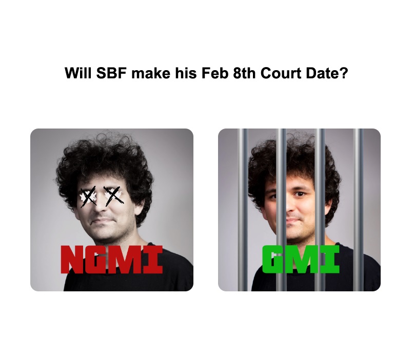 SBF_NGMI's tweet photo. 📢SBF's been in the process of transferring to the US &amp; is now under US custody.
Will he make it to his court date on February 8th?

New website:
https://t.co/lAkmjzH5YI
Mint Live!
#SBF_NGMI 

#SamBankmanFried #SBF_FTX #sbfarrested #FTXScandal #MintingNow #NFTs #NFT #NFTCommunity https://t.co/GfbouBXrKC