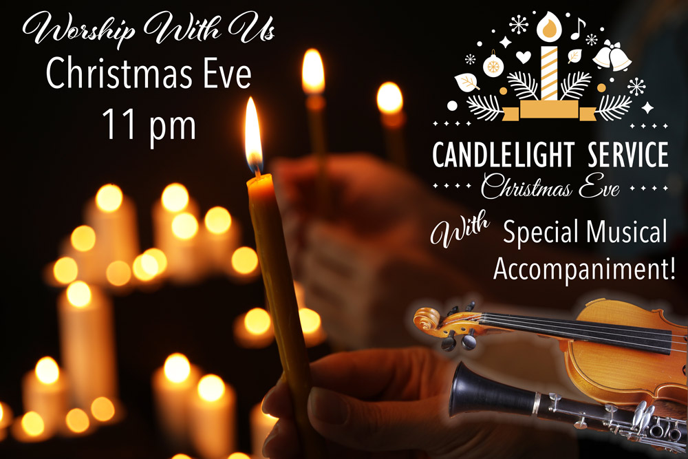 Join us Saturday Christmas Eve 11pm for our traditional late night candlelight 🕯️worship that celebrates the mystery of God’s love - with special violin and flute accompaniment! 🎻