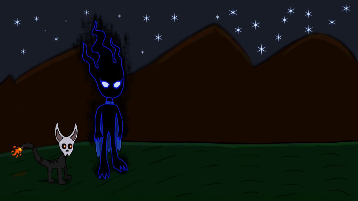 David43094005's tweet photo. Walking through the night #digitalart #night #stars #oc #catoc #shadowoc #shadow #cat #montains #artmoots #flame #skullcat https://t.co/V7PeUryc26