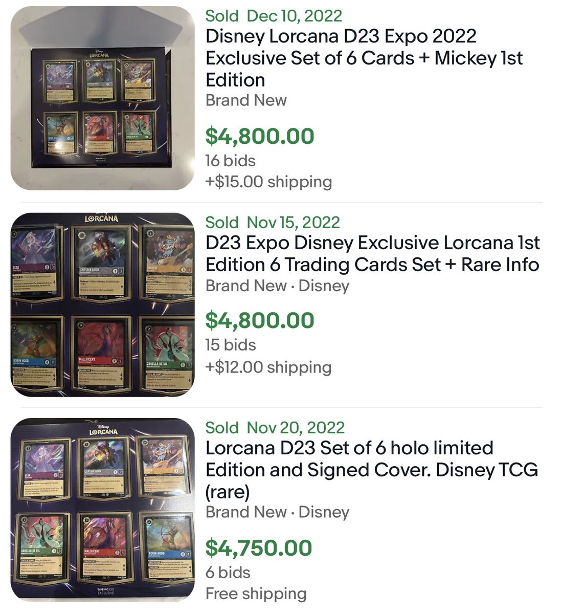 Disney is finally releasing their official TCG, Lorcana in Fall of 2023. 

Promotional sets that were sold for just $49.95 at the D23 convention are already selling on eBay for nearly $5,000.
