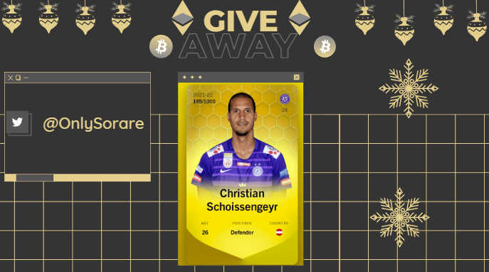 Unpetitgiveaway's tweet photo. 🎁Jour 28 #Giveaway #Noel 🎅🏻🏀

La carte de Christian SCHOISSENGEYR 🇦🇹 offert par @OnlySorare 🔥

Pour participer👇

✅RT &amp;❤️
✅Suivez @OnlySorare &amp; @Unpetitgiveaway

⏳30/12 à 20h⌛️

#Concours #Crypto #Sorare #ETH #SorareGiveaway #Sorare #Giveaways https://t.co/OIcsweBKu2
