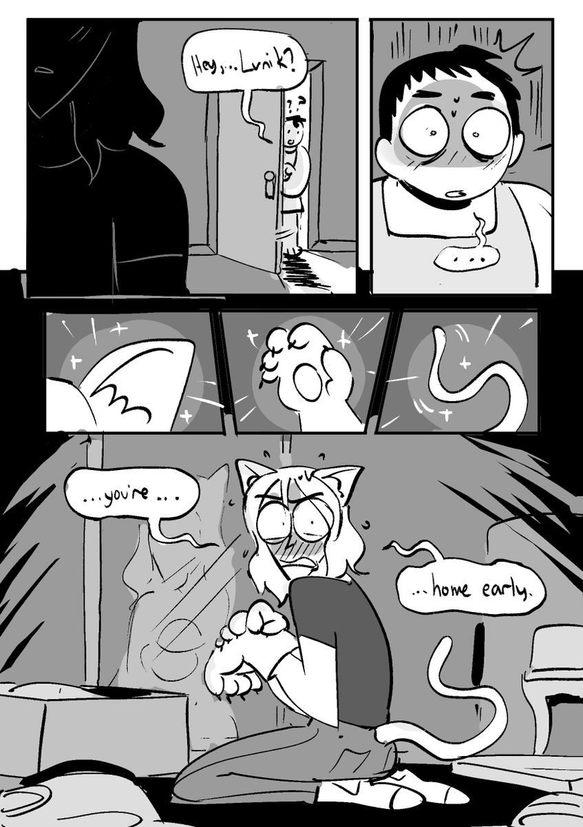 It's my birthday so I'll post whatever I feel like! let me gift to you all my stored Catboy sketch comics about a "normal" guy and his catboy roommate because I want to <3 enjoy