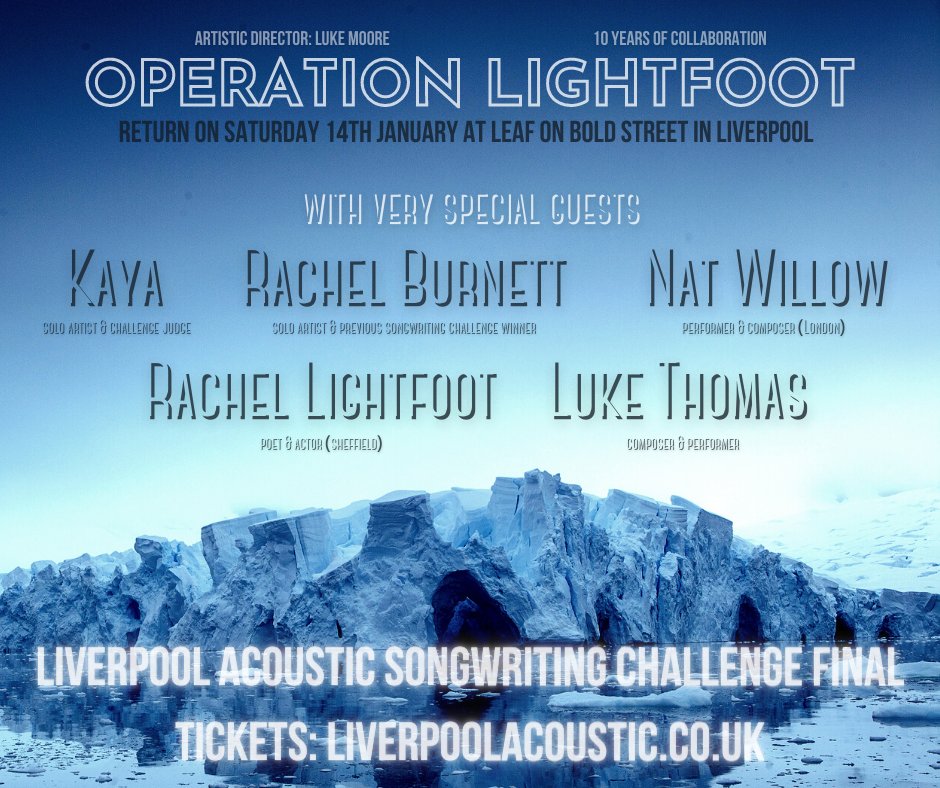 My first show of 2023 is with my flagship collab project <a href="/OpLightfoot/">Operation Lightfoot</a>. It's at Leaf in Liverpool - the venue where wrote the first lyric draft a decade a go!

It's always a pleasure to open this event to kick off the year! Expect lots of music, a dash of poetry &amp; visuals too! 1/2