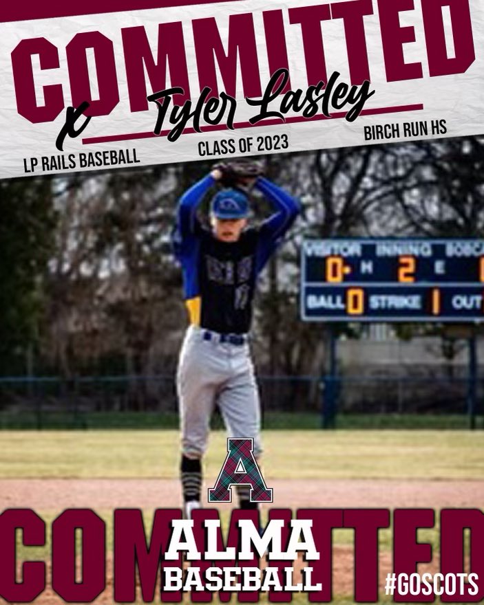 Super Excited to announce my commitment to Alma College! Big thank you to my parents for all of the support they’ve given me and to all of my coaches and teammates along the way!! <a href="/LpRails18/">LP Rails</a> <a href="/AlmaScotsBSB/">Alma College Baseball</a> <a href="/coachjcrain/">Jason Crain</a> <a href="/dveres/">Dave Veres</a>