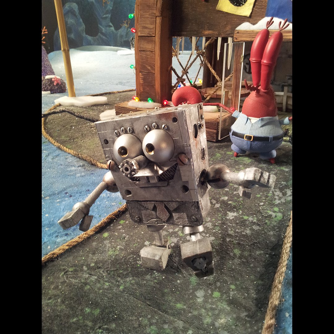 Following up on my last post, some behind the scenes pics from "It's a SpongeBob Christmas!" #spongebob #christmas “stopmotion #animation #BehindTheScenes