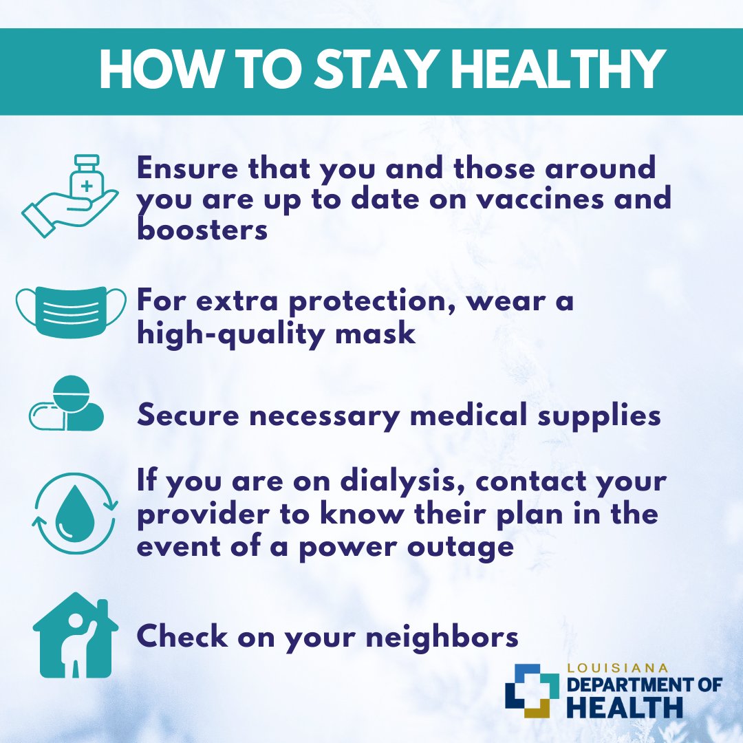 LouisianaGov's tweet photo. Our state agencies have put together their most important tips for handling the Arctic Outbreak. I hope you’ll take a second to look them over and share with folks you know. #lagov #lawx https://t.co/I4r6d0lPY5