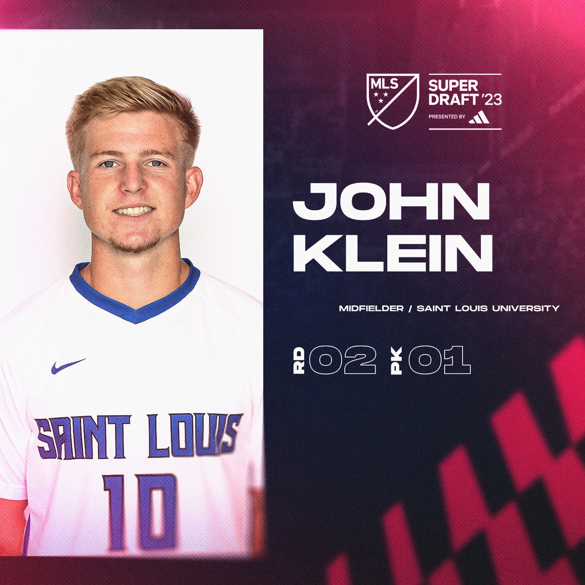 With the 30th overall pick in the 2023 <a href="/MLS/">Major League Soccer</a> #SuperDraft by <a href="/adidasfootball/">adidas Football</a>, we have selected midfielder Johnny Klein from <a href="/SLUMensSoccer/">SLU Men's Soccer</a>.