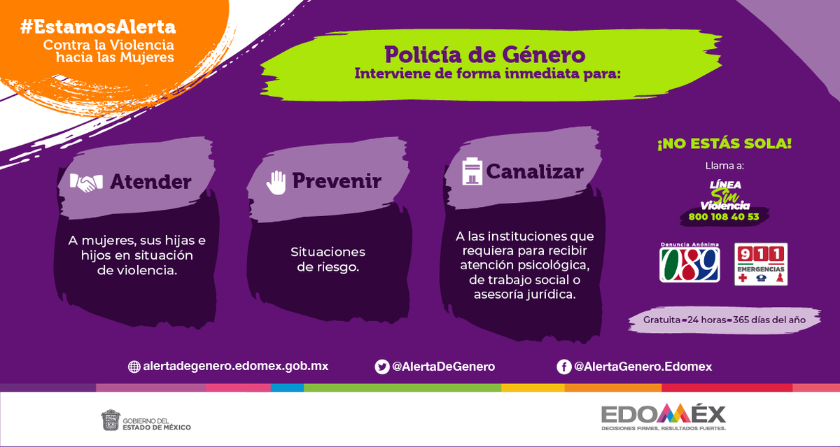 AlertaDeGenero's tweet photo. Parte de las estrategias implementadas para la atención de las #AlertasDeGenero en materia de seguridad es la creación de la #PoliciaDeGénero 👮♀👮, quienes están capacitadas y capacitados para atender, prevenir y canalizar a las mujeres víctimas de violencia.
#EstamosAlerta https://t.co/tVd0UF7EaC