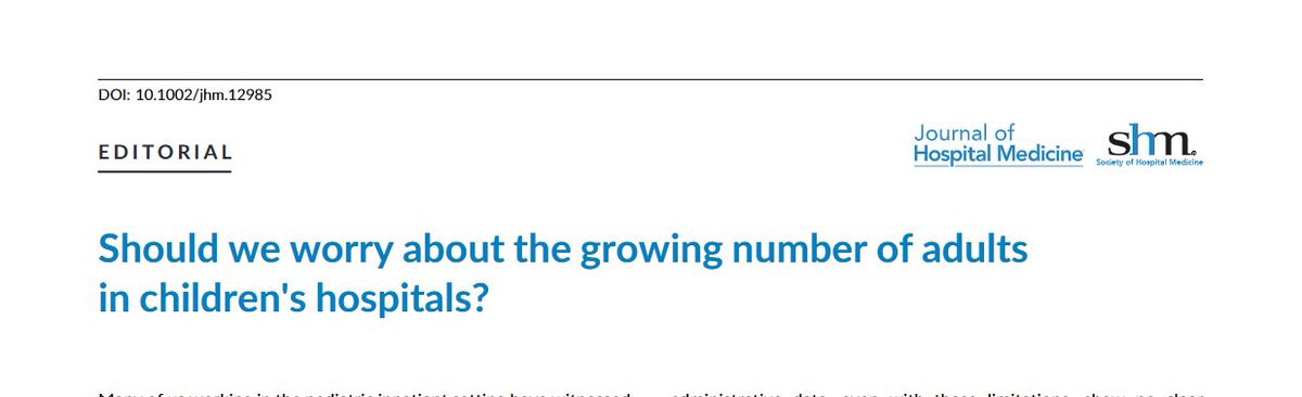 Journal of Hospital Medicine (@jhospmedicine) on Twitter photo 🚼 🏥 🚹
Update on the growth in adult admissions to children's hospitals, by <a href="/Dr_A_Quan/">Anna Quantrille Allen, MD</a>, <a href="/DeniseGoodmanMD/">Denise Goodman</a>, <a href="/elisha_mccoy/">Elisha McCoy</a>, @JeffreyWiner: …mpublications.onlinelibrary.wiley.com/doi/epdf/10.10…
With an editorial by <a href="/AJenkinsMD/">Ashley Jenkins</a> <a href="/m_eckenrode/">Madeline Eckenrode</a> …mpublications.onlinelibrary.wiley.com/doi/epdf/10.10… 🚼 🏥 🚹
Update on the growth in adult admissions to children's hospitals, by <a href="/Dr_A_Quan/">Anna Quantrille Allen, MD</a>, <a href="/DeniseGoodmanMD/">Denise Goodman</a>, <a href="/elisha_mccoy/">Elisha McCoy</a>, @JeffreyWiner: …mpublications.onlinelibrary.wiley.com/doi/epdf/10.10…
With an editorial by <a href="/AJenkinsMD/">Ashley Jenkins</a> <a href="/m_eckenrode/">Madeline Eckenrode</a> …mpublications.onlinelibrary.wiley.com/doi/epdf/10.10…