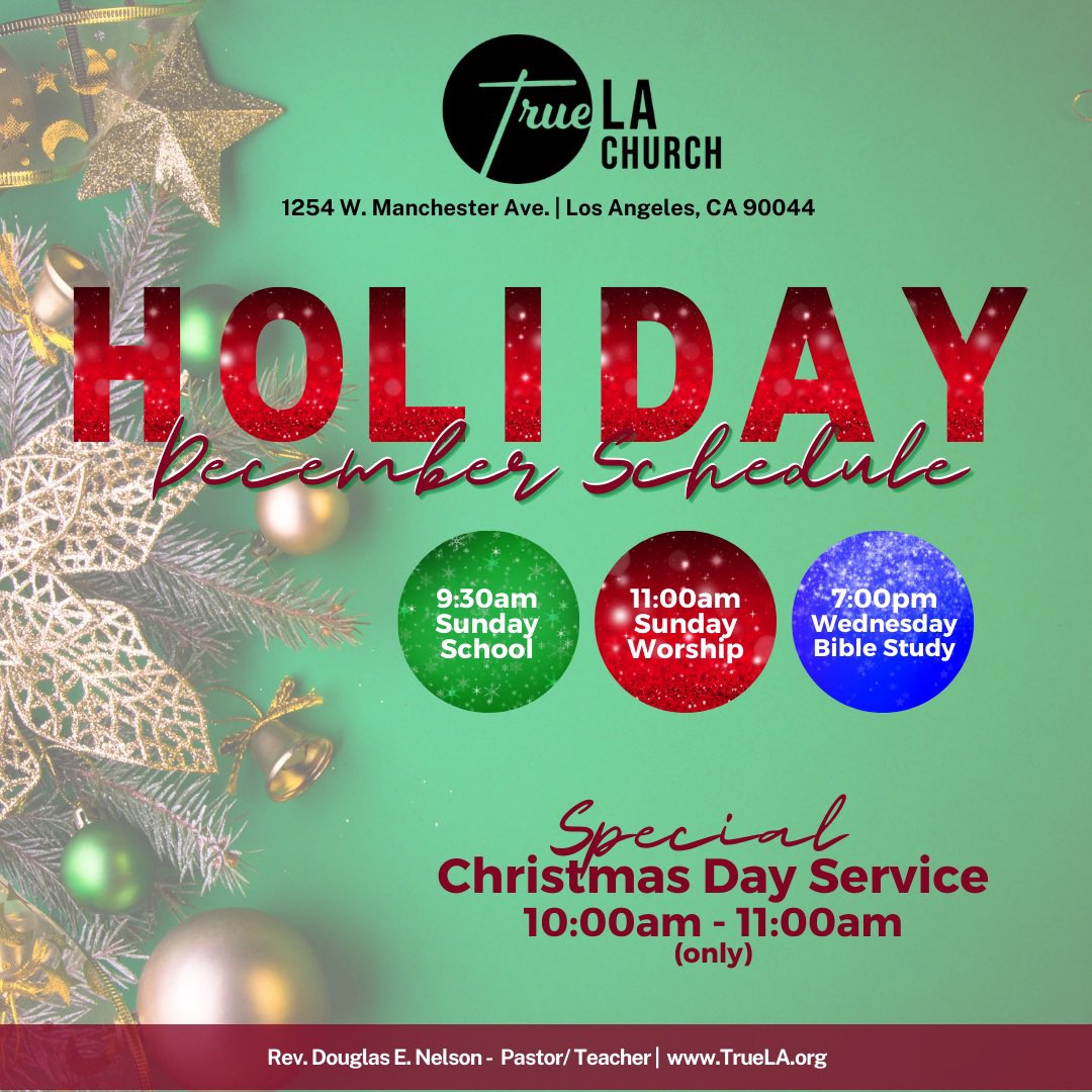 TrueLAChurch's tweet photo. Please join us for Christmas Day Service @ 10:00am (one service only) Jesus is the reason for the CHRISTmas season. #sundayservice #churchonchristmas https://t.co/YFgPt6UDGI
