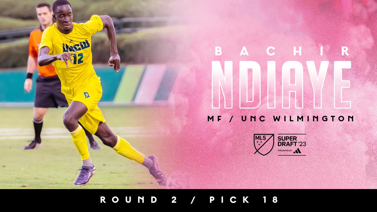 InterMiamiCF's tweet photo. We have selected Bachir Ndiaye with the 18th pick of the second round in the 2023 @MLS #SuperDraft presented by @adidas. https://t.co/nRyzMFv2Q8