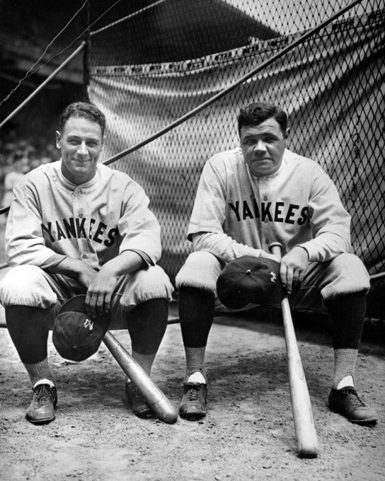 baseballinpix's tweet photo. Lou Gehrig and Babe Ruth, 1927 https://t.co/KnYPkNXET8