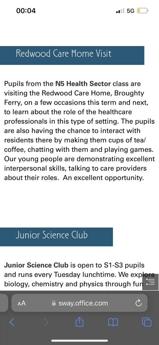 Thank you to our Mrs Crabb for helping <a href="/Grove_Academy/">Grove Academy</a> host the Hydrogen Challenge for S2s and securing work experience for the N5 Health Sector class.
Also, Dr Campbell’s Science Club for S1-3 is a roaring success with Slinky the snake being very popular!