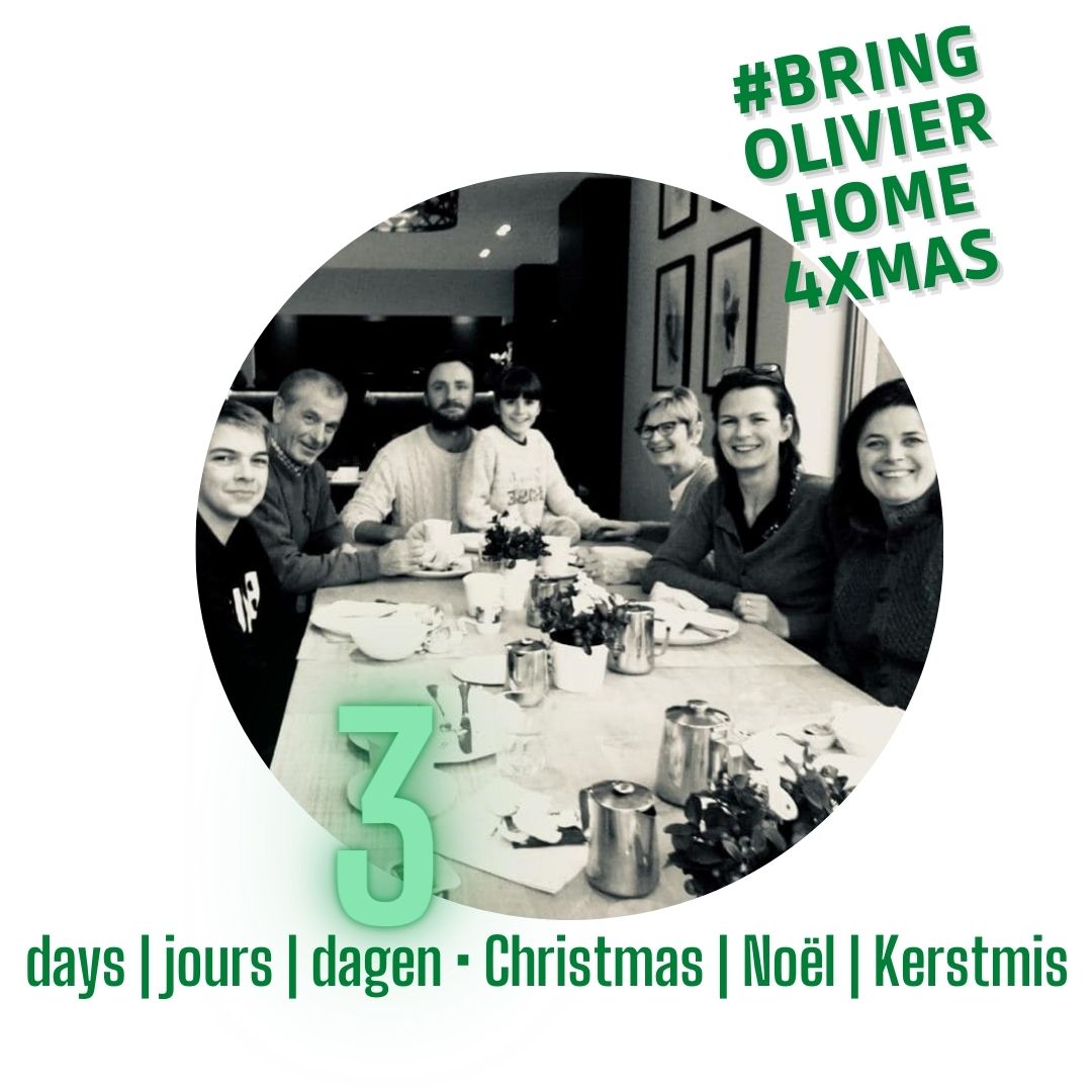 FreeOlivierVDC's tweet photo. D-3 'til Christmas 🎄 We miss our friend Olivier who's wrongfully detained for #302days @hadjalahbib @VincentVQ @alexanderdecroo This nightmare needs to stop! Help set him FREE & give his family a miracle 🎄 #BRINGOLIVIERHOME4XMAS #EndHostageDiplomacy #FREEOLIVIERVANDECASTEELE https://t.co/GFoL3M4A9n