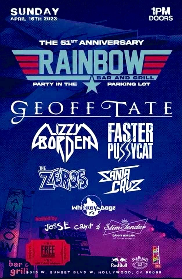 4-16-23  The next day after the @NAMM Convention‼️COME EARLY! @Rainbowlive @geofftate @fasterpussycat @realLizzyborden @SantaCruzBand @SAMMYSERIOUS