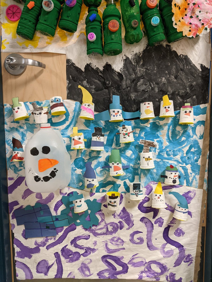 A lot of time and love has went into this door over the past few days! Students should be very proud of their entry into the CG Recyclers' Christmas Door Decorating Contest @ChristinaGFMPSD @FMPSD #iteachthird #studentartists #recycledart #grade3istheplacetobe