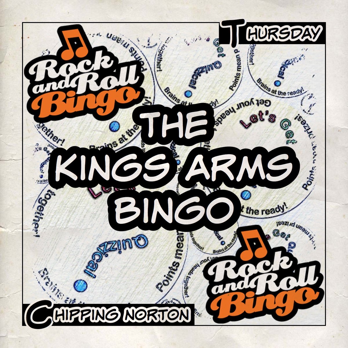 It’s #BingoNight at #TheKingsArms in #ChippingNorton! 7:30pm start for games of #RockAndRollBingo with great prizes to be won