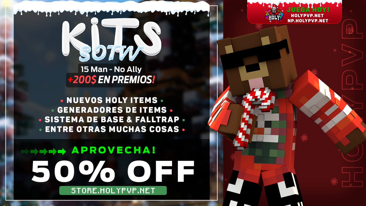 holypvpnet's tweet image. Mañana es el 𝐏𝐫𝐢𝐦𝐞𝐫 𝐒𝐎𝐓𝐖 de la 𝐂𝐡𝐫𝐢𝐬𝐭𝐦𝐚𝐬 𝐔𝐩𝐝𝐚𝐭𝐞 🎅

🫶 Para celebrar vamos a estar sorteando: 

🎄 x5 Prefix Custom
🎄 x3 12500 Coins
🎄 x2 Xtreme+

❣️ Para participar solo tienen que 𝐒𝐞𝐠𝐮𝐢𝐫𝐧𝐨𝐬 &amp;amp; dar 𝐑𝐞𝐭𝐰𝐞𝐞𝐭