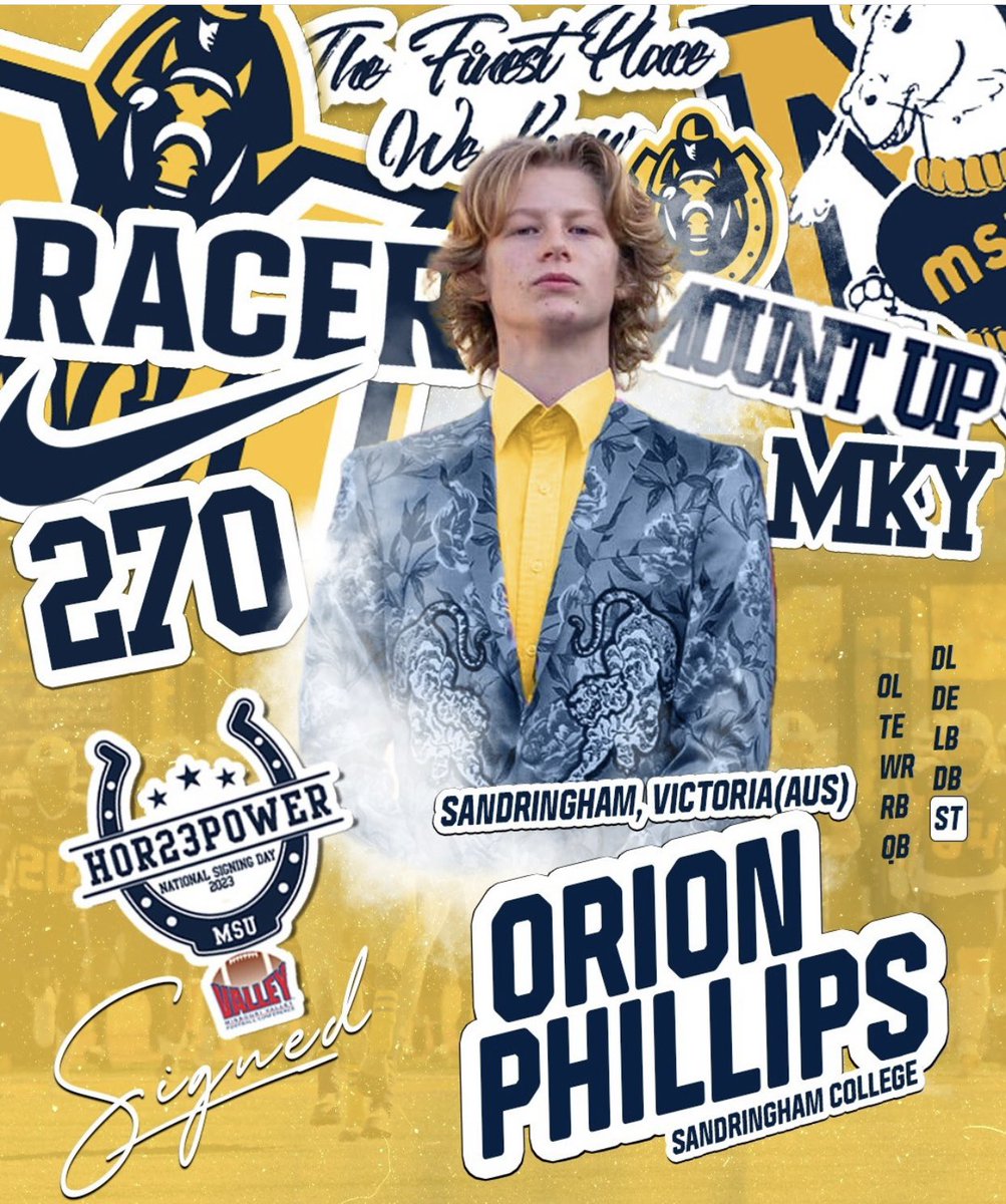 OrionPhillips14's tweet photo. I am so stoked to announce I have accepted a full scholarship to study and play football at Murray state University, huge thank you to @JohnnyPKA @ProkickAus @tglees as well as strength coach Dave Tuinauvai. Very greatful for coach Hood and Murray state football. #goracers https://t.co/eKXE79FQvq