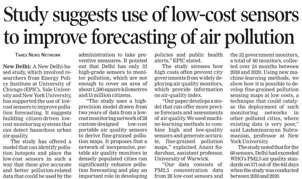 Warriormomsin's tweet image. A Delhi based study, which involved researchers from @EPIC_India, @Yale &amp;amp; @nyuniversity has supported use of low-cost sensors to improve pollution forecasting which clearly suggests building citizen-driven low-cost monitoring systems that can detect hazardous urban air quality!