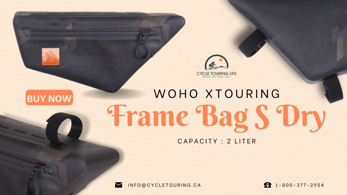 The WOHO XTOURING Frame Bag DRY S is made to fit any size frame, and is a perfect way to store your gear on your next bike tour.

Buy Now: bit.ly/3FWjTDw

#cycletouring #bike2022 #biketouringbags #bikelife #bikepacking #wohoxtouring #drybag #waterproofbag
