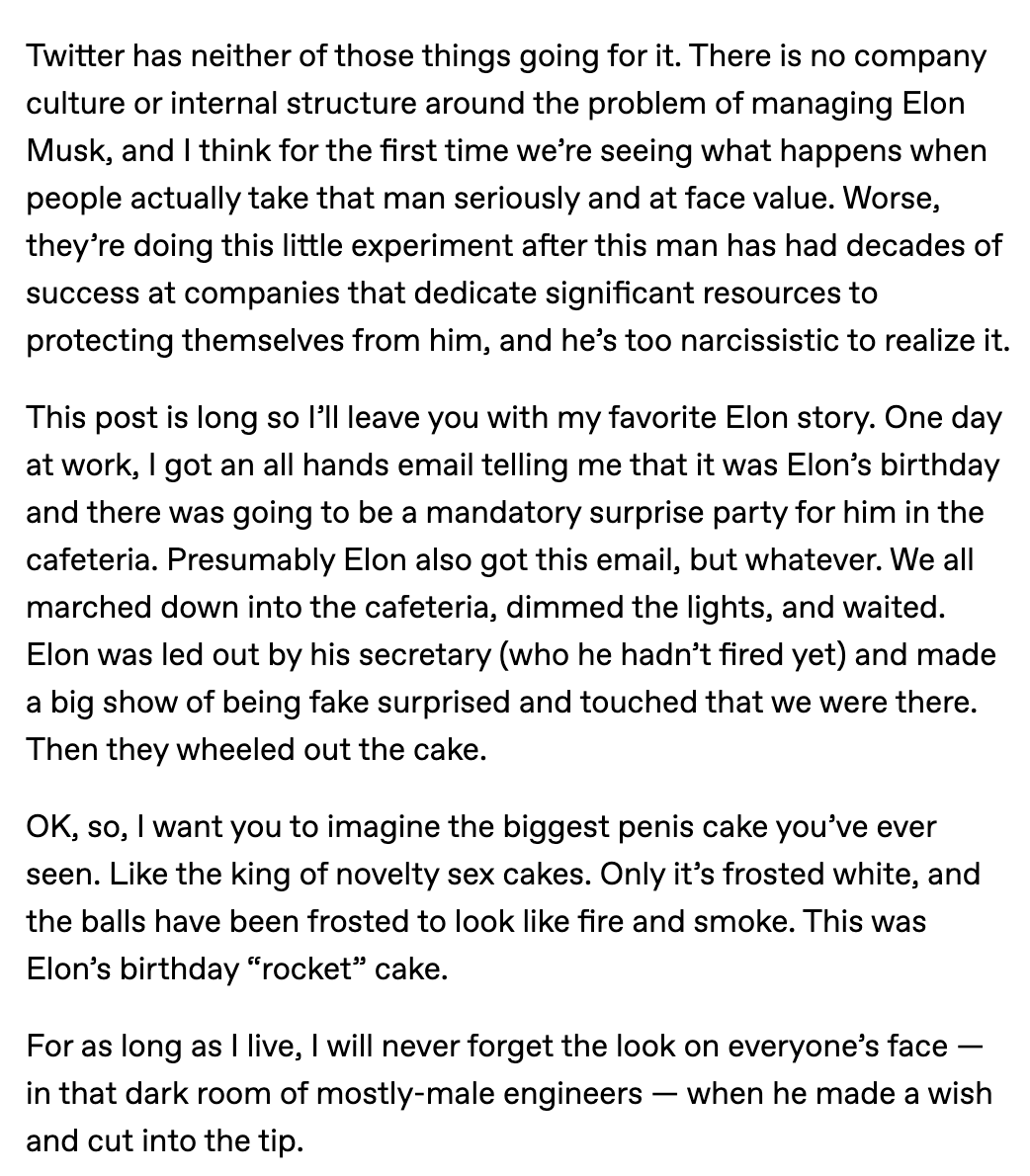 <a href="/goldman/">Jason Goldman</a> <a href="/zeebap2/">🪷THEE Lotus Potus Always🪷🇺🇸🦅</a> First-person story of working with Elon Musk: 

"Back when I was at SpaceX, Elon was basically a child-king...he was surrounded by people whose job was, essentially, to manipulate him into make good decisions... Managing Elon was a huge part of the company culture..."