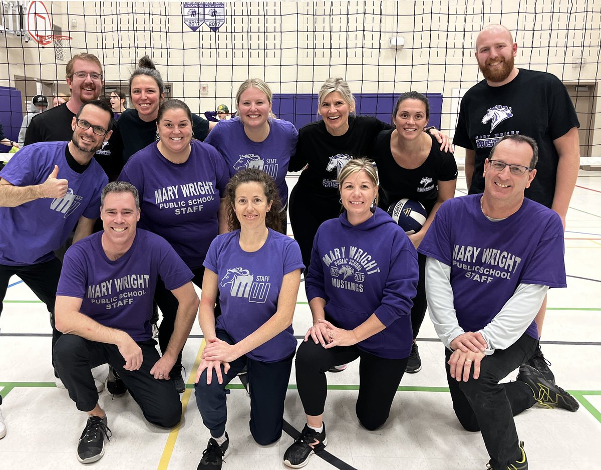 Student vs teacher volleyball game was lots of fun and created lots of positive school spirit, sportsmanship, cheering and competitiveness. <a href="/MWrightMustangs/">MaryWrightPS</a>