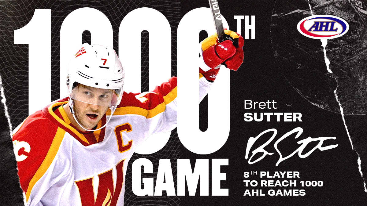 A grand achievement. ⁠ ⁠ Congratulations to Brett Sutter on 1,000 games played in the American Hockey League 👏