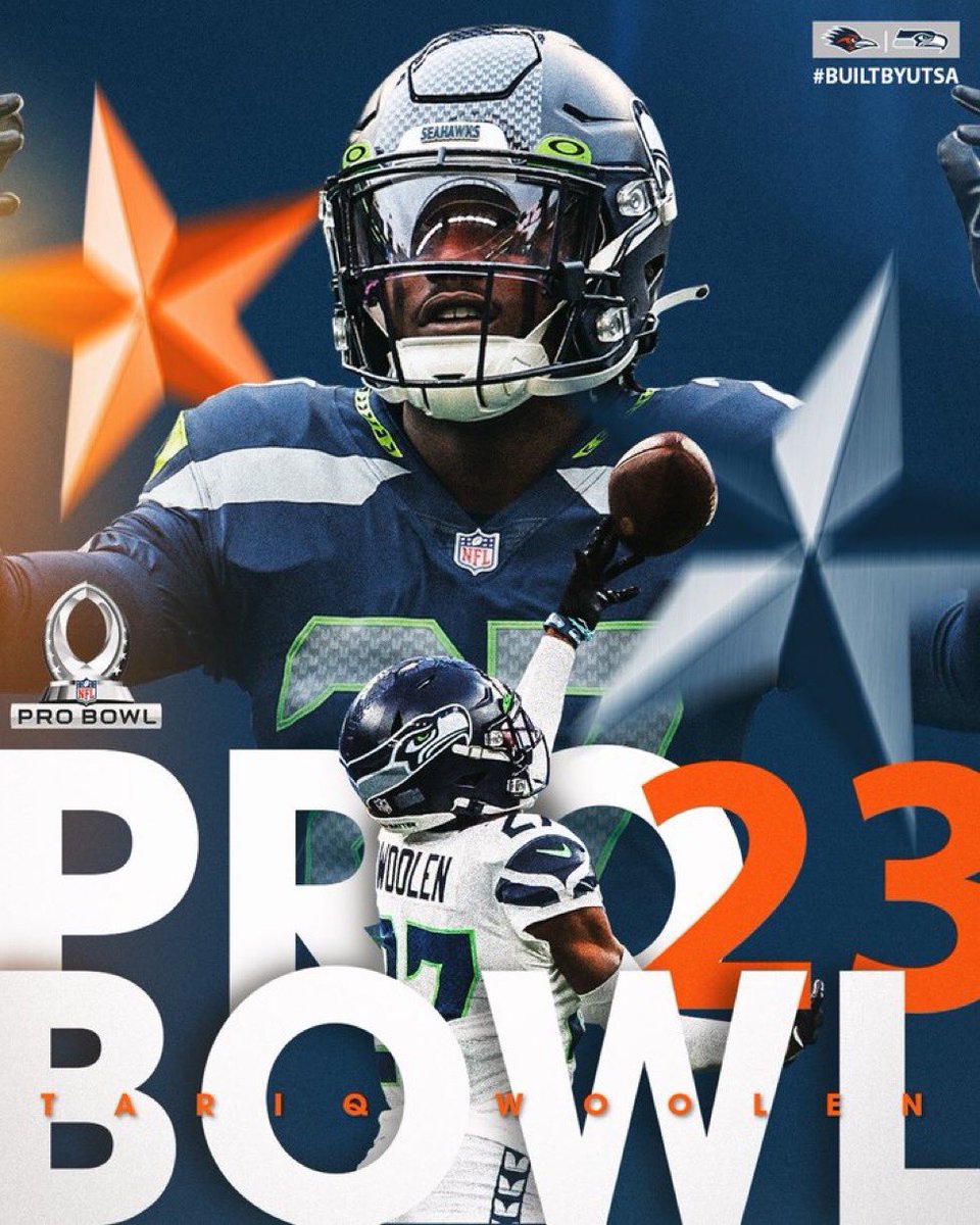 UTSAFTBL's tweet image. 𝐏𝐫𝐨 𝐁𝐨𝐰𝐥 𝐁𝐨𝐮𝐧𝐝

Former UTSA star and current @Seahawks rookie CB @_Tariqwoolen is heading to the Pro Bowl!

#BuiltByUTSA | #BirdsUp 🤙
