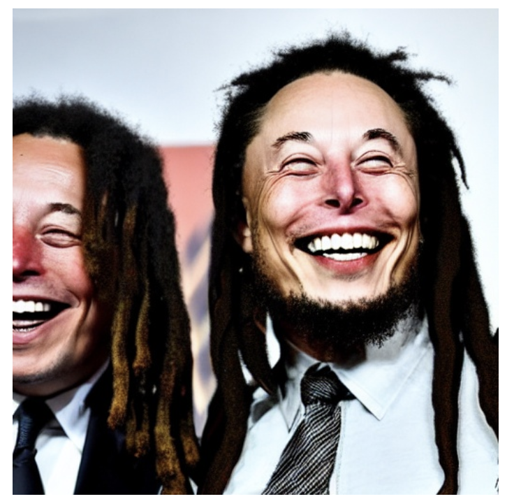 web3Tantrum's tweet photo. @elonmusk I typed "elon musk and bob marley laughing" on open ai. here were the two best pics in my opinion https://t.co/EWlR2Tmfkf