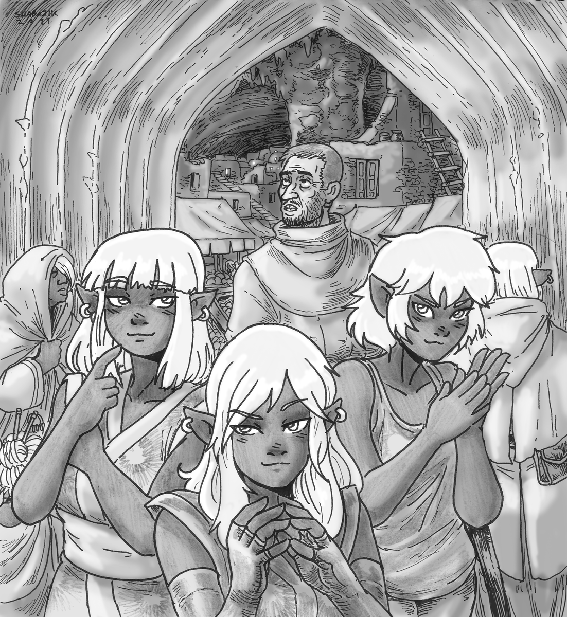 shabazik's tweet image. "When dealing with #drows, you have to consider them trying to double and triple cross you. Just act stupid. The #drow already think all humans are stupid. That can be your triumph card."

#drawing done for #drowcember (of 2021!), that I remembered and finished now.

#fantasyart