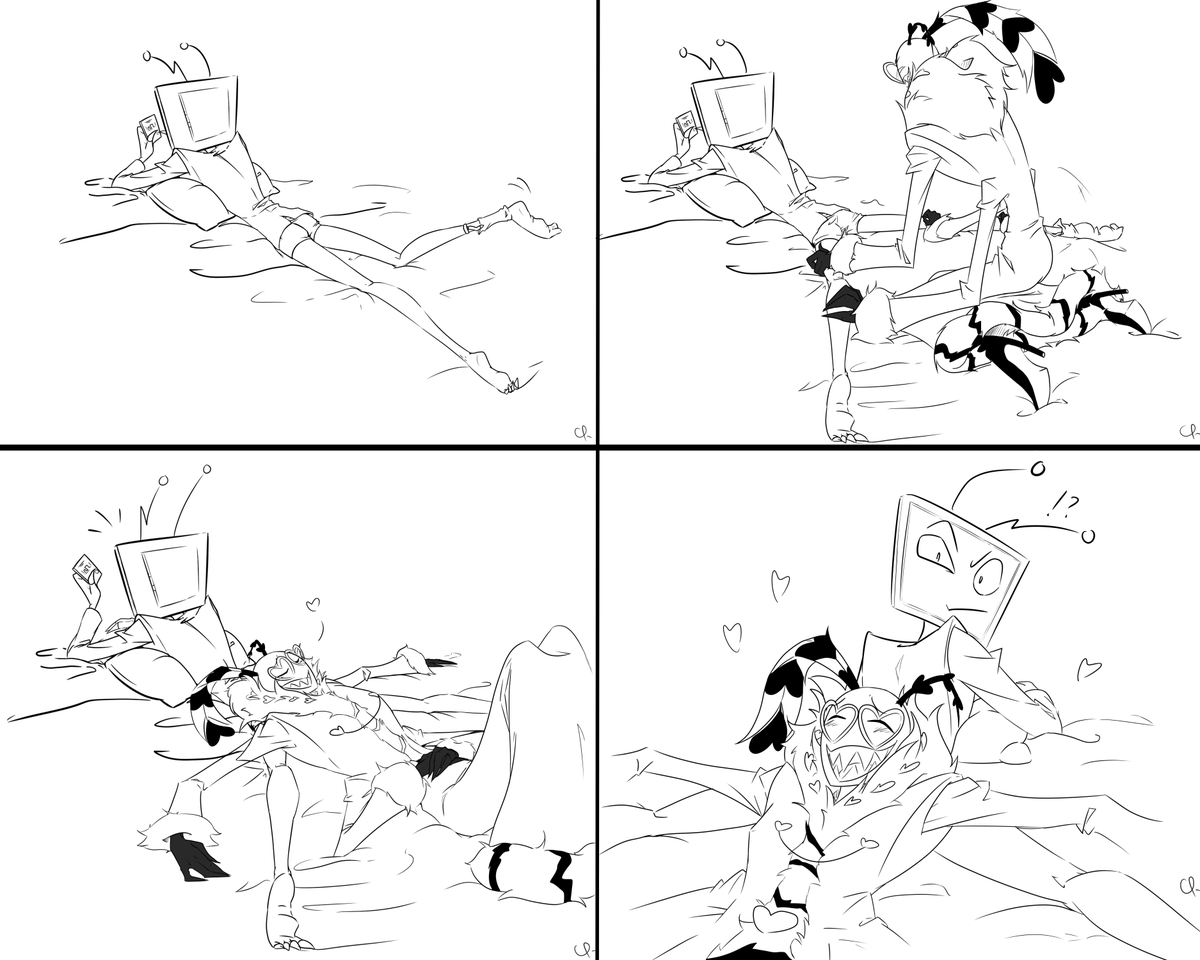 CPR_K1's tweet photo. ❄️7 Days before Christmas drawing campaign❄️

Day 4 / 7
Image 1 (p1)

Saw a comic like this once, so, I present to you: Squishy Vox butt❤️
🦋📺
Frame 4 would be ideal for a YCH now I think about it

#HazbinHotelFanArt #HazbinHotel #HazbinHotelValentino #HazbinHotelVox #VoxVal https://t.co/rQqXrQyOle