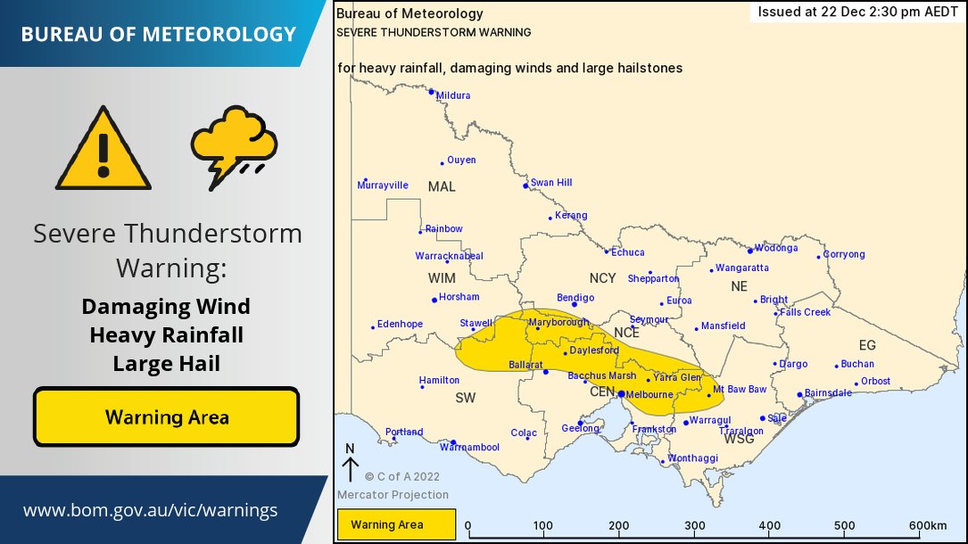 ⚠️The Severe Thunderstorm Warning for Victoria has been updated: bom.gov.au/vic/warnings/⚠️